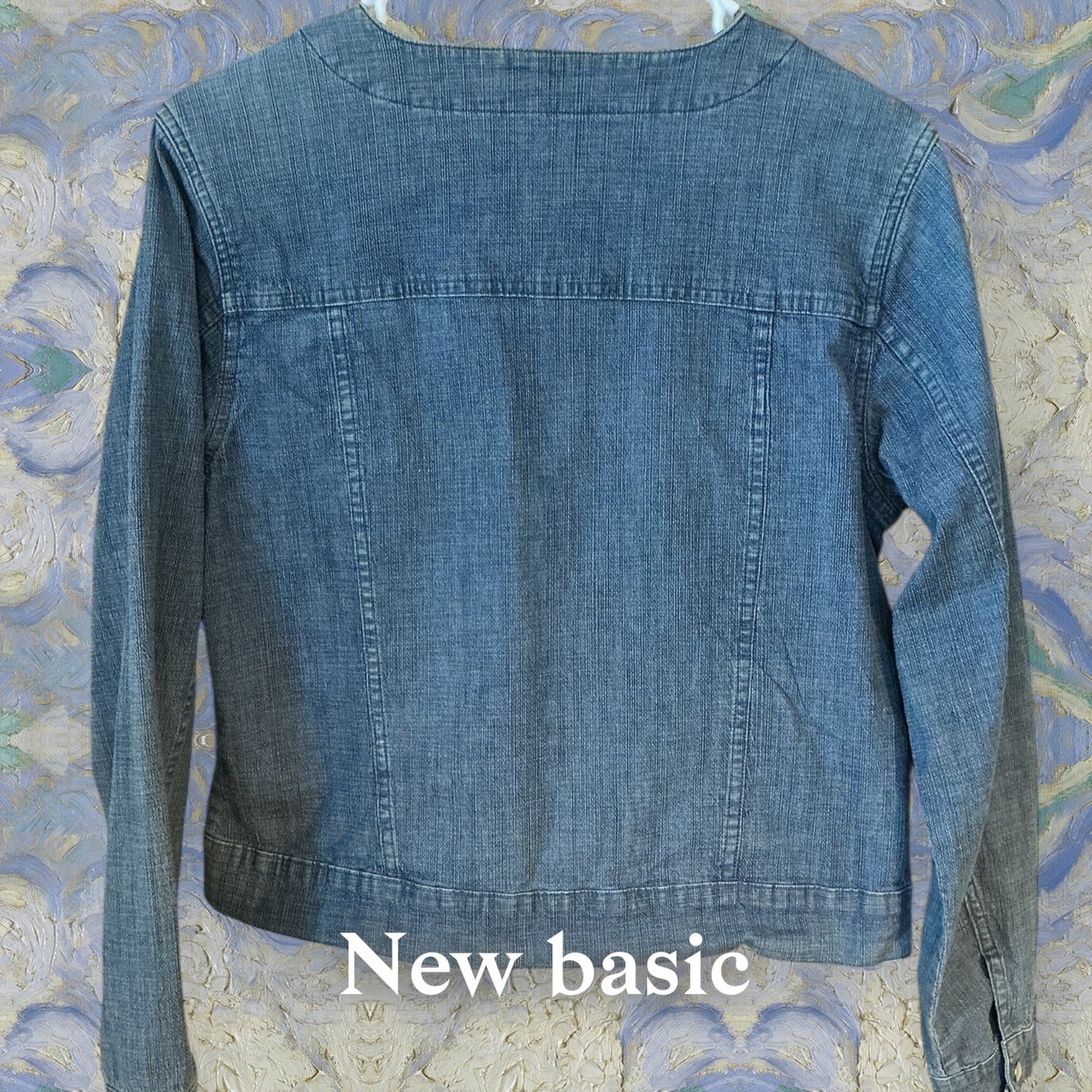 Upcycled Boho Women’s Size S Southwestern Denim Jacket with Hand Painted Wolves/ Coyotes