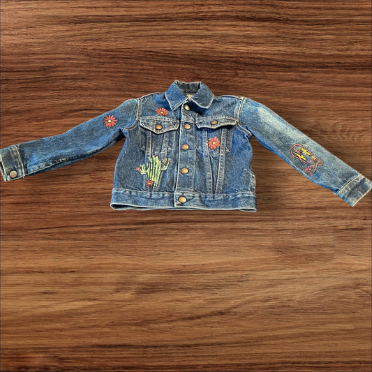 Upcycled Kids Denim Jacket with Hand Painted Western Motifs