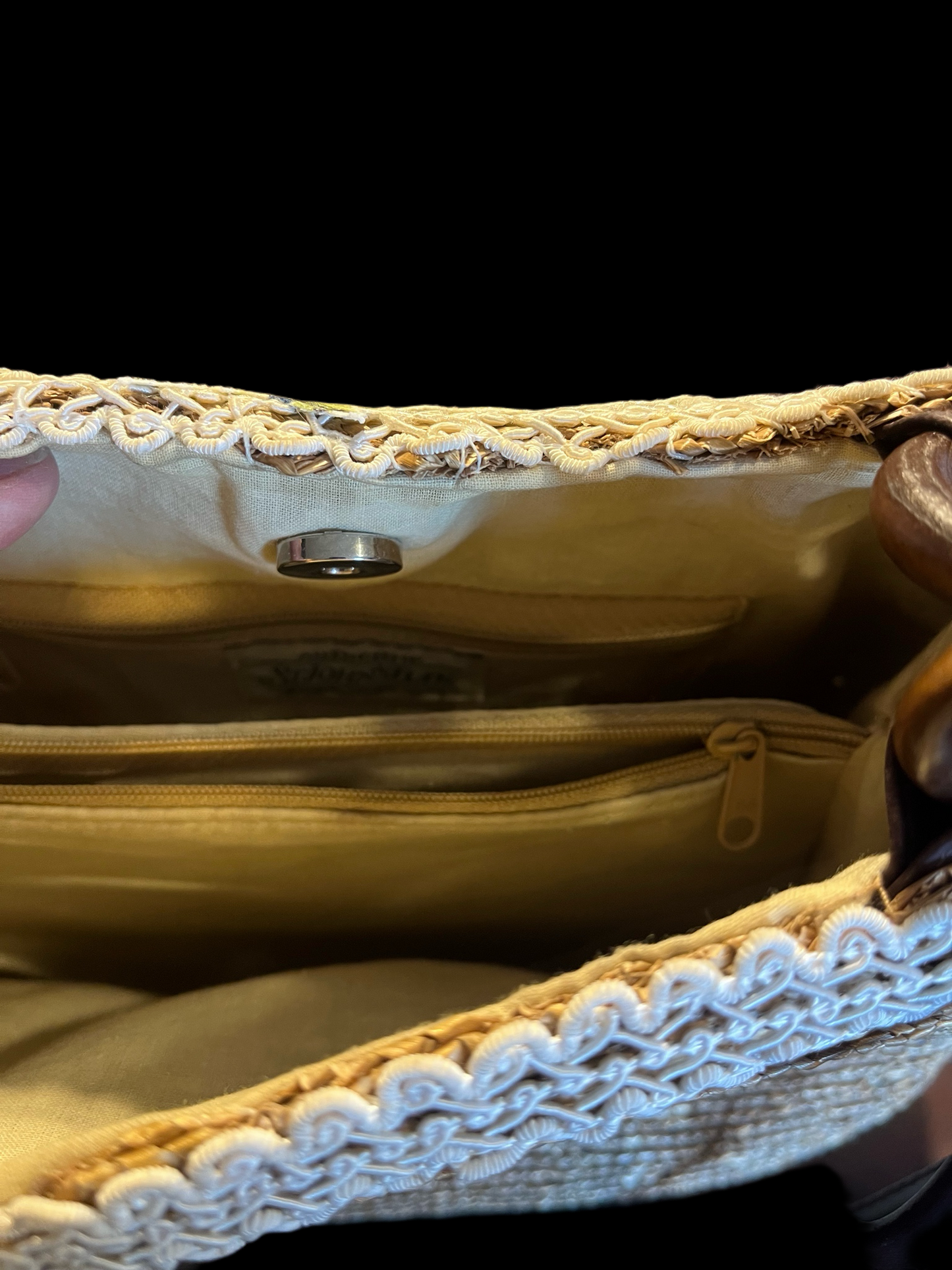 Unique Upcycled Floral Appliqué Embellished Straw Handbag