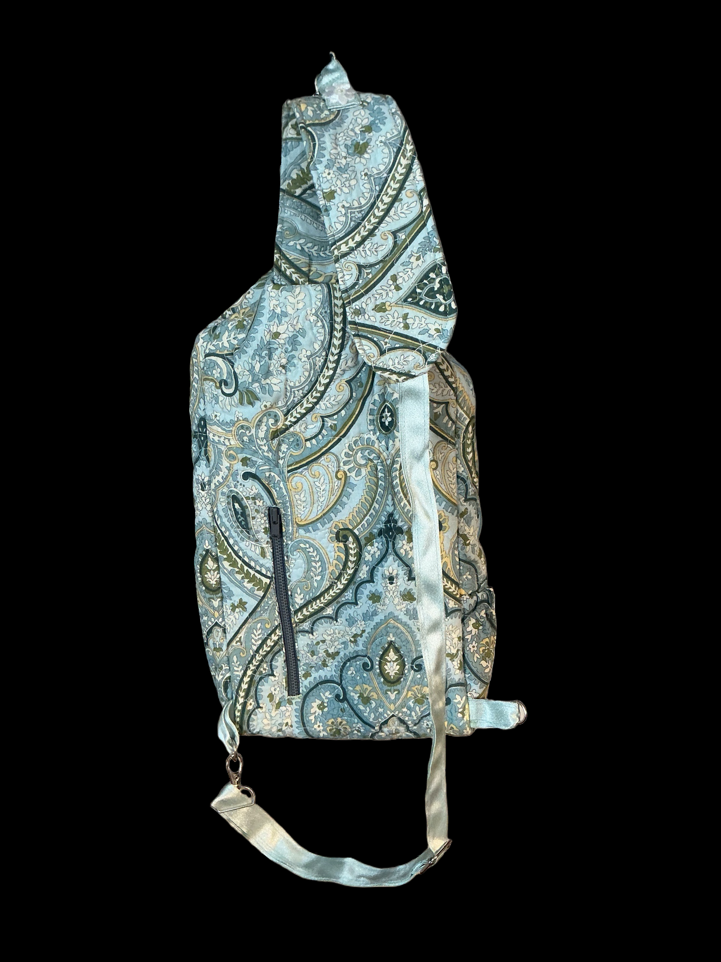 Unique handmade quilted crossbody bag with pockets and adjustable strap