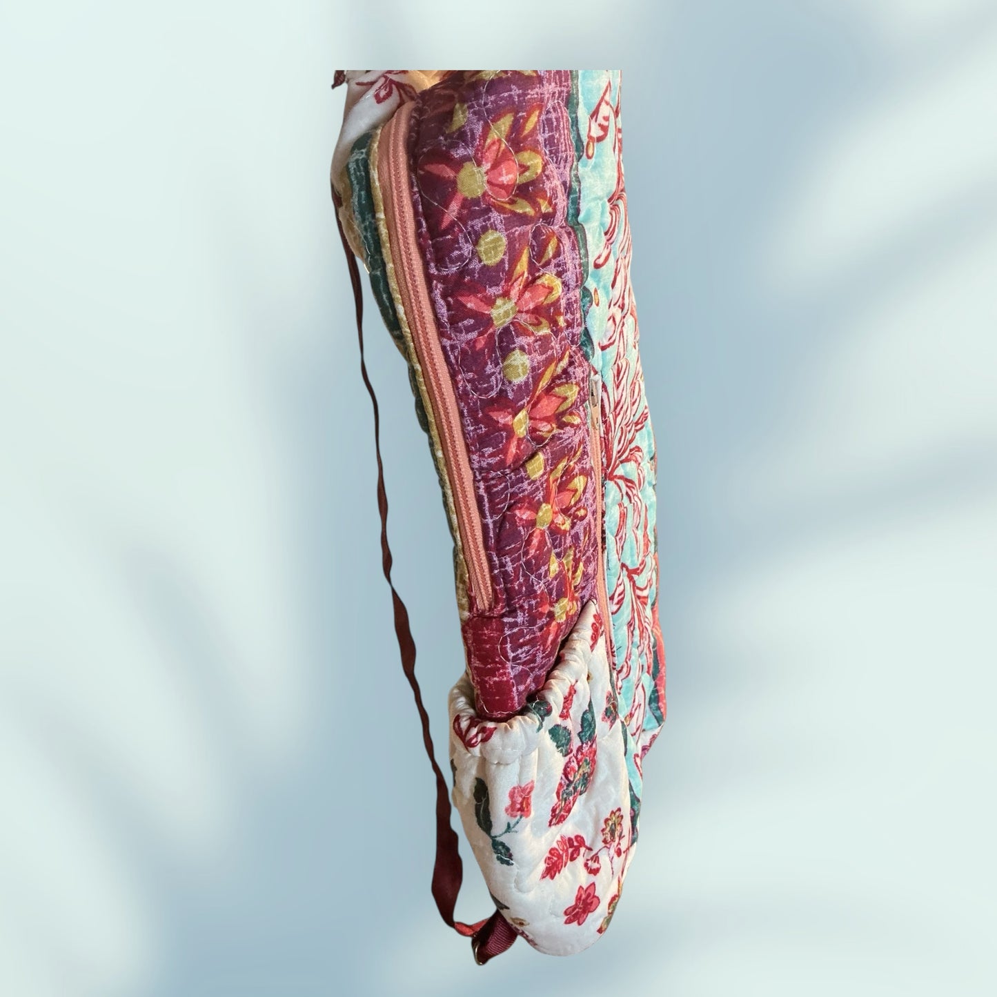 Upcycled Handmade Quilted and Lined Crossbody Bag with Floral/Boho Motif