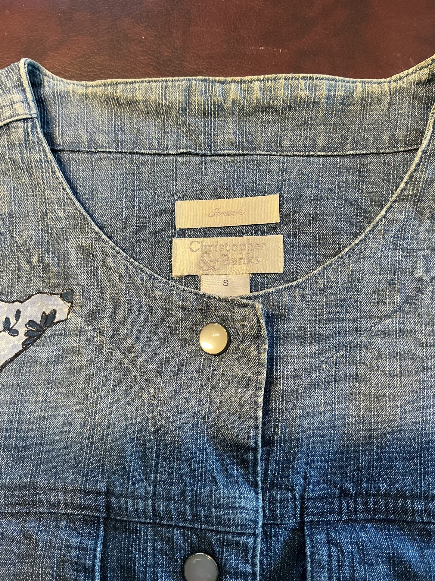 Upcycled Boho Women’s Size S Southwestern Denim Jacket with Hand Painted Wolves/ Coyotes