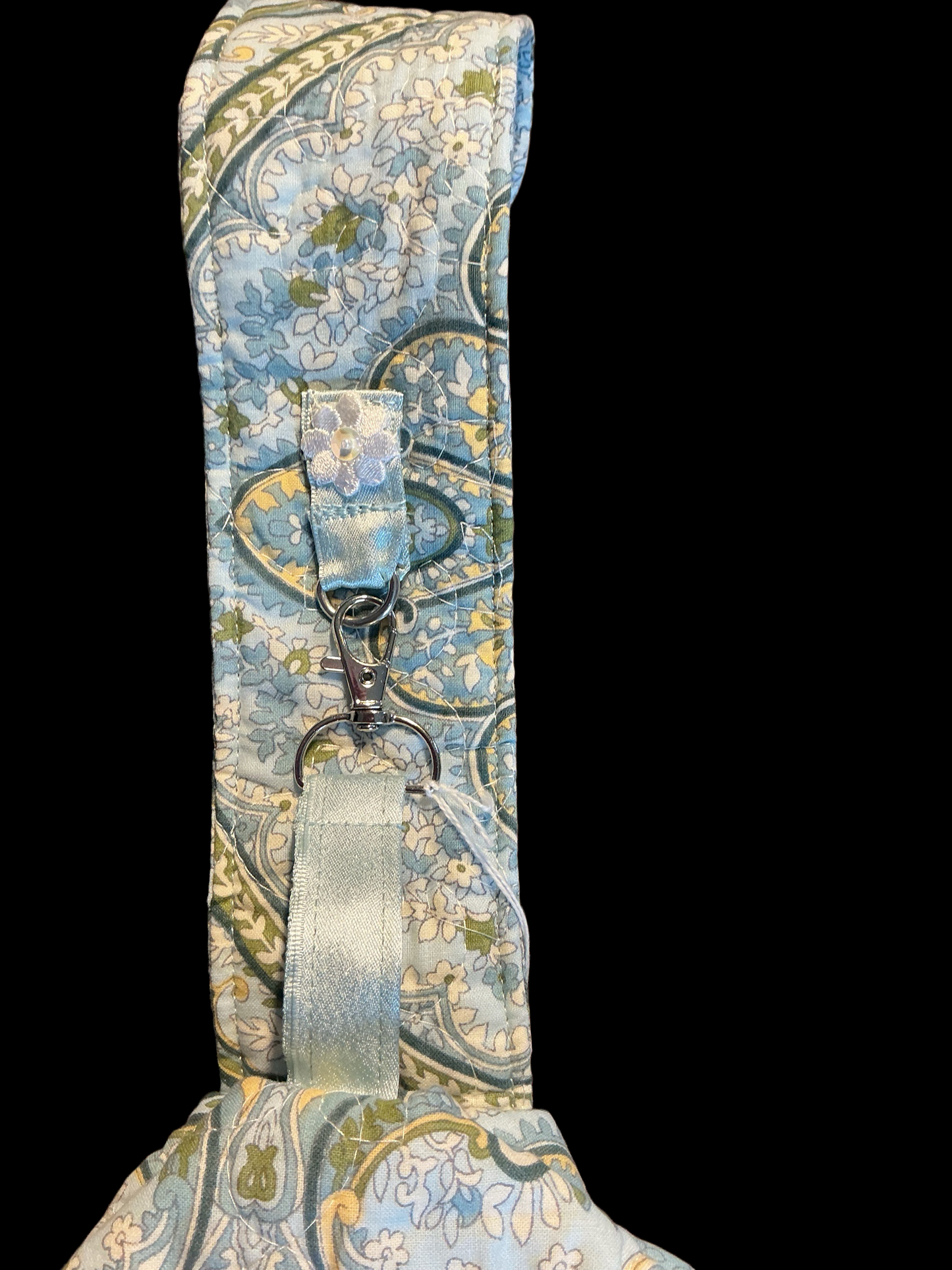 Unique handmade quilted crossbody bag with pockets and adjustable strap