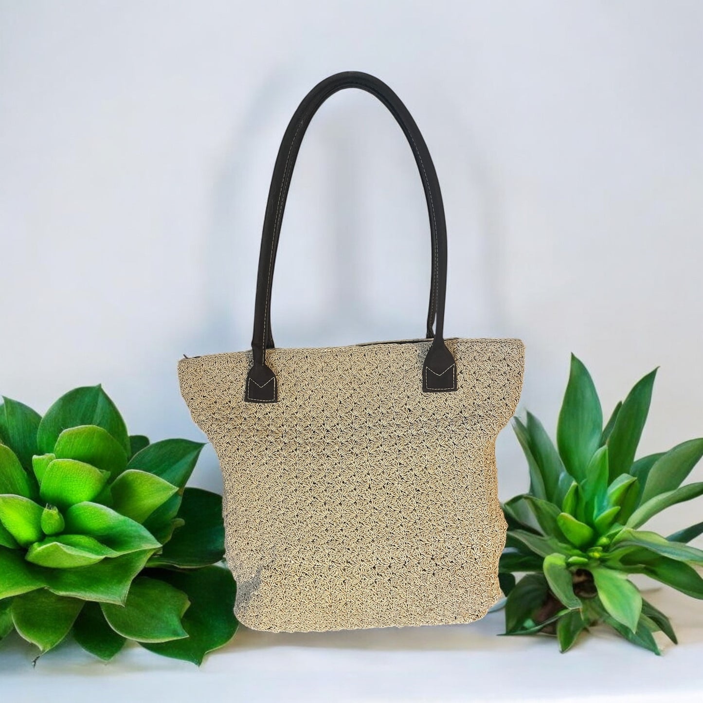 Floral Unique Upcycled Crochet Purse with Handles